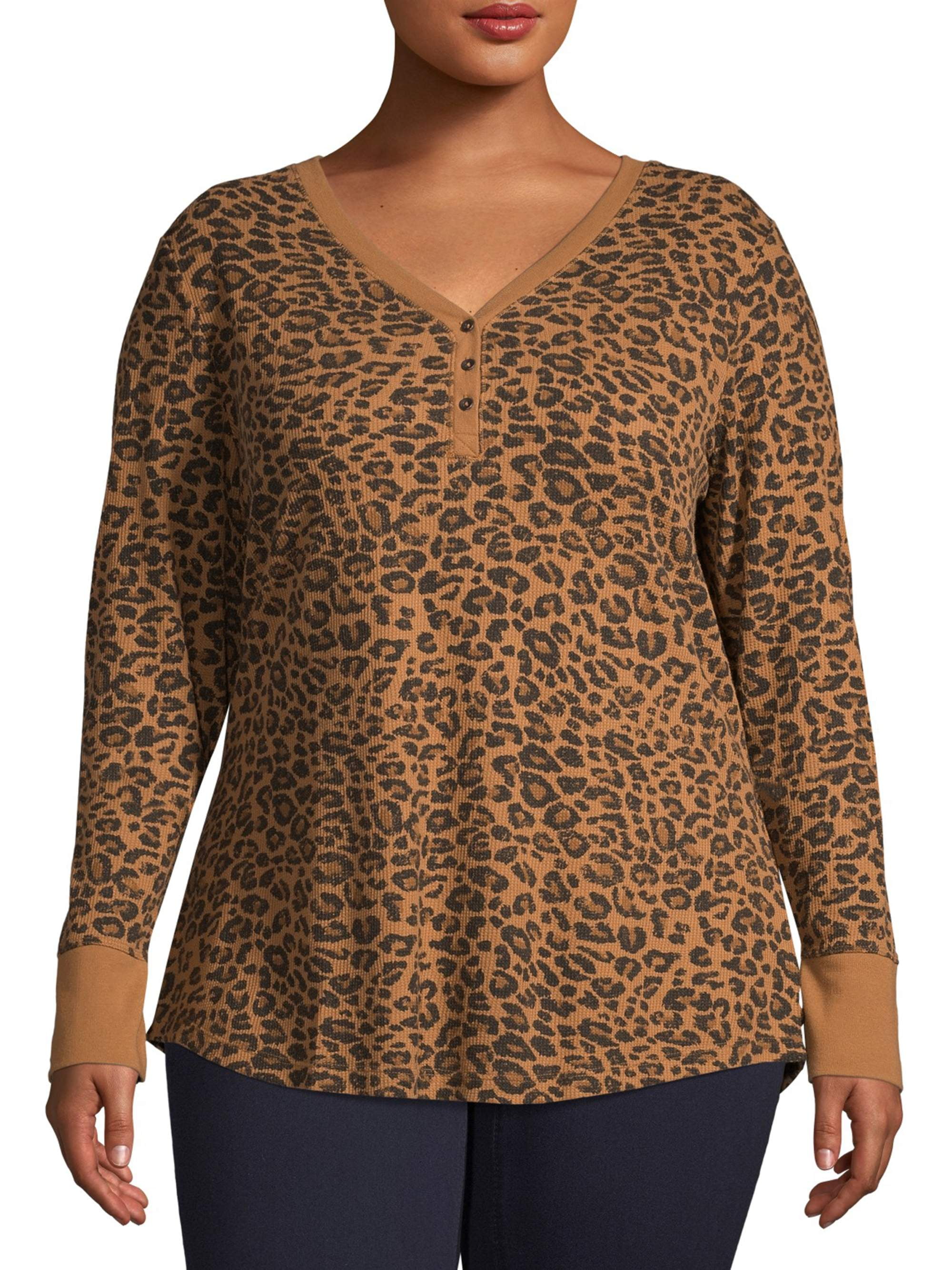 women's plus size thermal henley shirts