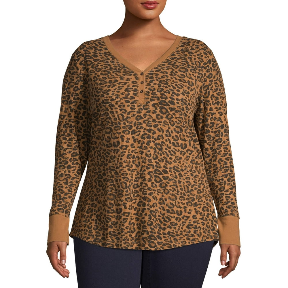 Time and Tru - Time & Tru Women's Plus Size Thermal Henley Top ...