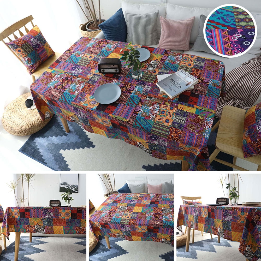 Europe Style Linen Cotton Table Cloth Rectangular Lace Edge Tablecloth Letter Pr