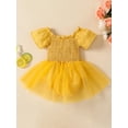 thumbnail image 2 of Coduop Toddler Baby Girls Tutu Dress Short Sleeve Boat Neck Pleated Mesh Short Bodysuit, 2 of 6