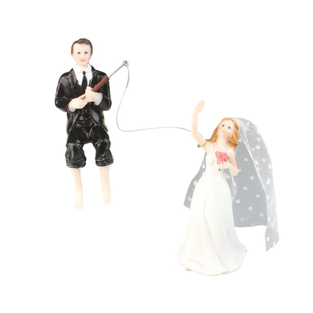 Bearachild 2 uds pareja pesca novia novio resina pastel romántico muñeca atrapar novia divertido compromiso pastel de bodas Topper Kits de decoración para fiestas