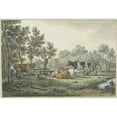 thumbnail image 2 of Paulus Constantijn la Fargue 18x14 Black Ornate Wood Framed Double Matted Museum Art Print Titled - Whey with Cows that Are Milked (1773), 2 of 5