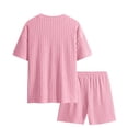 thumbnail image 5 of LISTHA Men's Summer Short Set 2 Piece Textured Solid Fashion Casual Outfit Crewneck Loose Tracksuits Athletic Sports Suit Pink L, 5 of 5