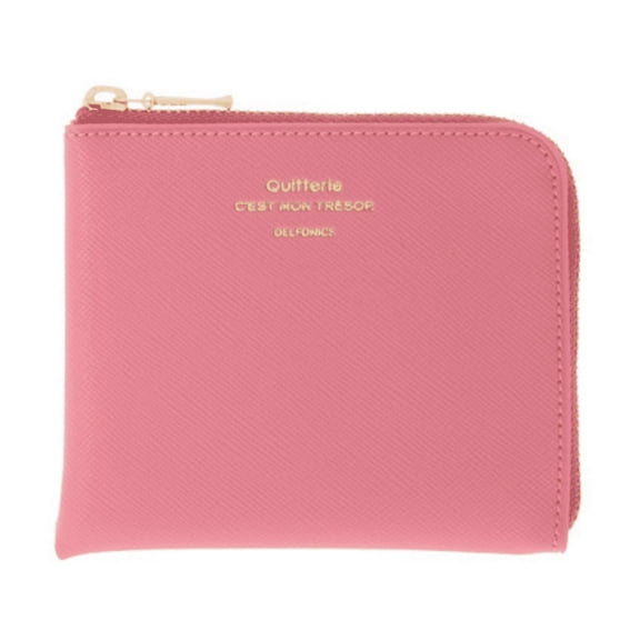 Delfonics Quitterie Half Zip Card Case: 4.3 in. x 3.8 in. (Pink)