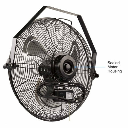 NewAir - 3000 CFM 18” High Velocity Wall Mounted Fan with Sealed Motor Housing and Ball Bearing Motor - Black