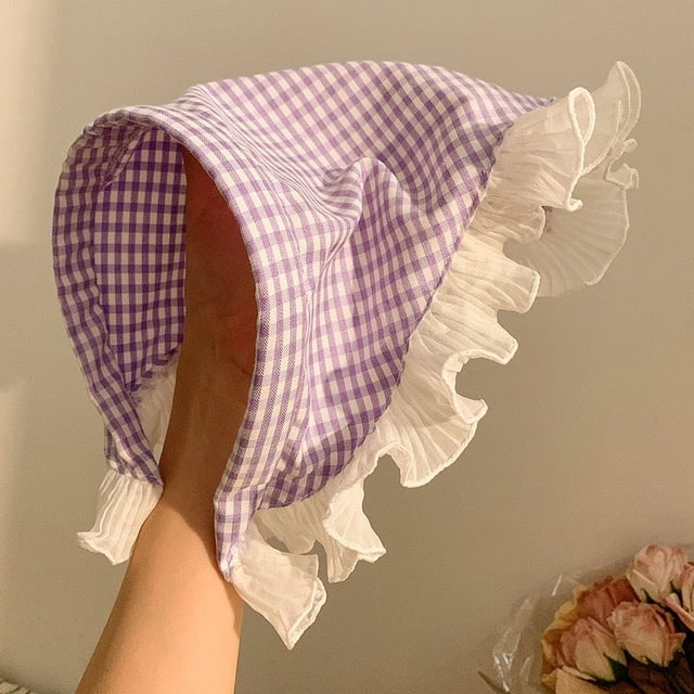 Nvzi Bufanda elegante, diadema triangular, bufanda de encaje, protector solar de verano, diadema fina y transpirable, diadema de moda, diadema de viento rural (morado)