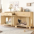 thumbnail image 2 of LUMAMIN   Cat Litter Box Enclosure, Hidden Cat Litter Box Furniture  with Scratching Board Doors and Storage Drawer, Wooden Indoor Cat House Cat Washroom, 2 of 10