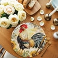 thumbnail image 2 of Round Placemats Watercolor Rooster Sunflower 15 inch Set of 2 Table Mats for Dining Table Floral Leaves Heat Resistant Non-Slip Kitchen & Home Decorative Place Mat Set, 2 of 8