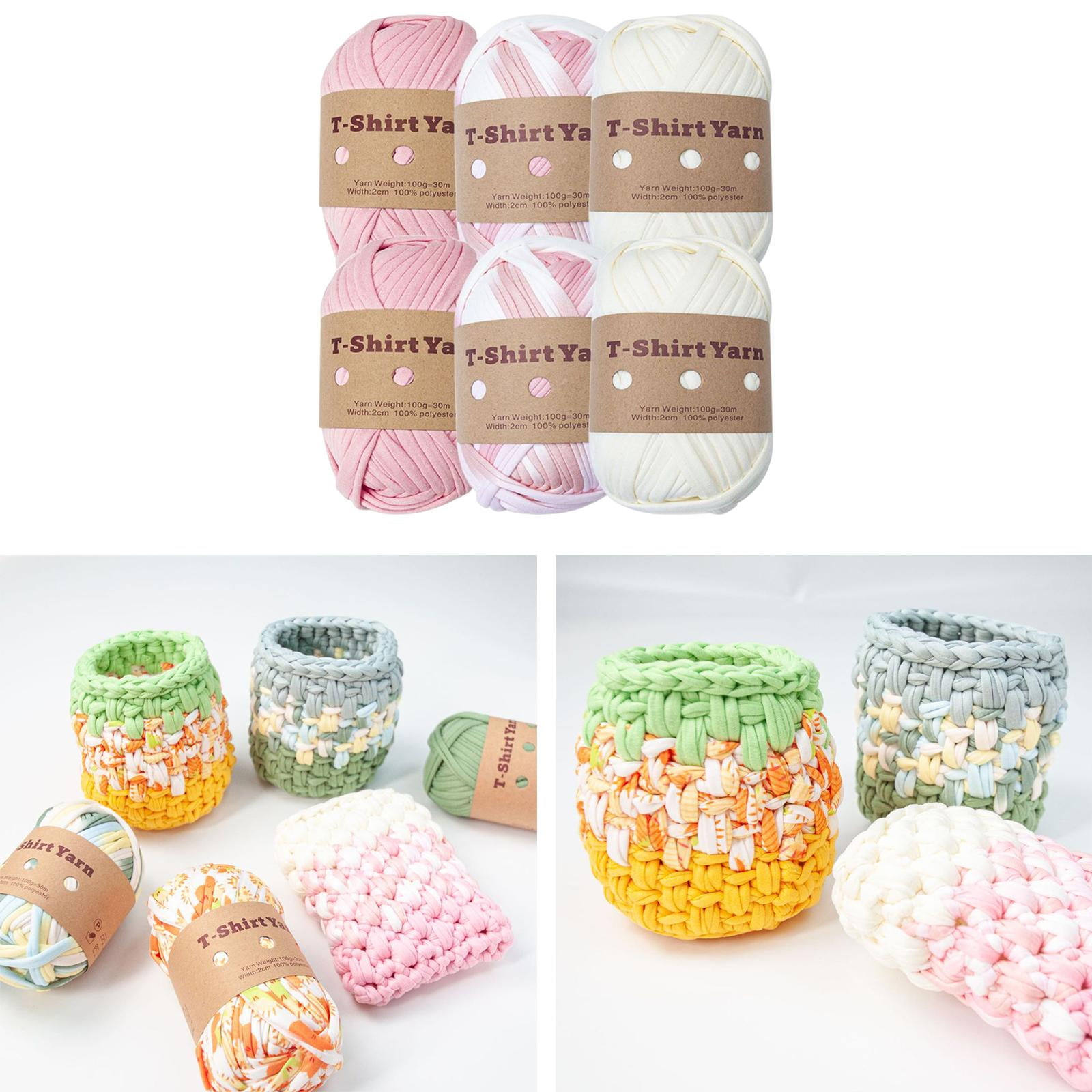 6x Knitting Yarn Spaghetti Yarn Carpet Yarn T-shirt Yarn for Rug Making Macrame Crochet , Set A