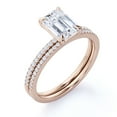 thumbnail image 4 of JeenMata 4-Prong Setting 2.25 Carat Emerald Cut Pave Shank Bridal Ring Set in 18K Rose Gold Plating over Silver, 4 of 7