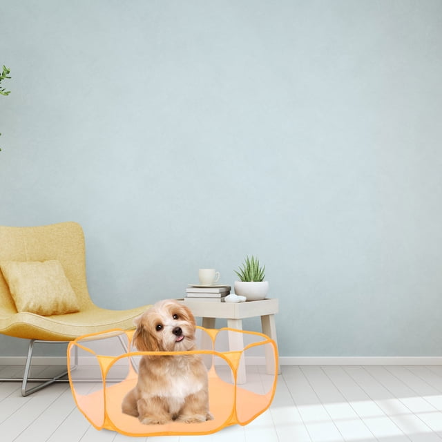 Greenadscape 1Set Portable Playpen for Cats and Small Dogs in Orange Polyester