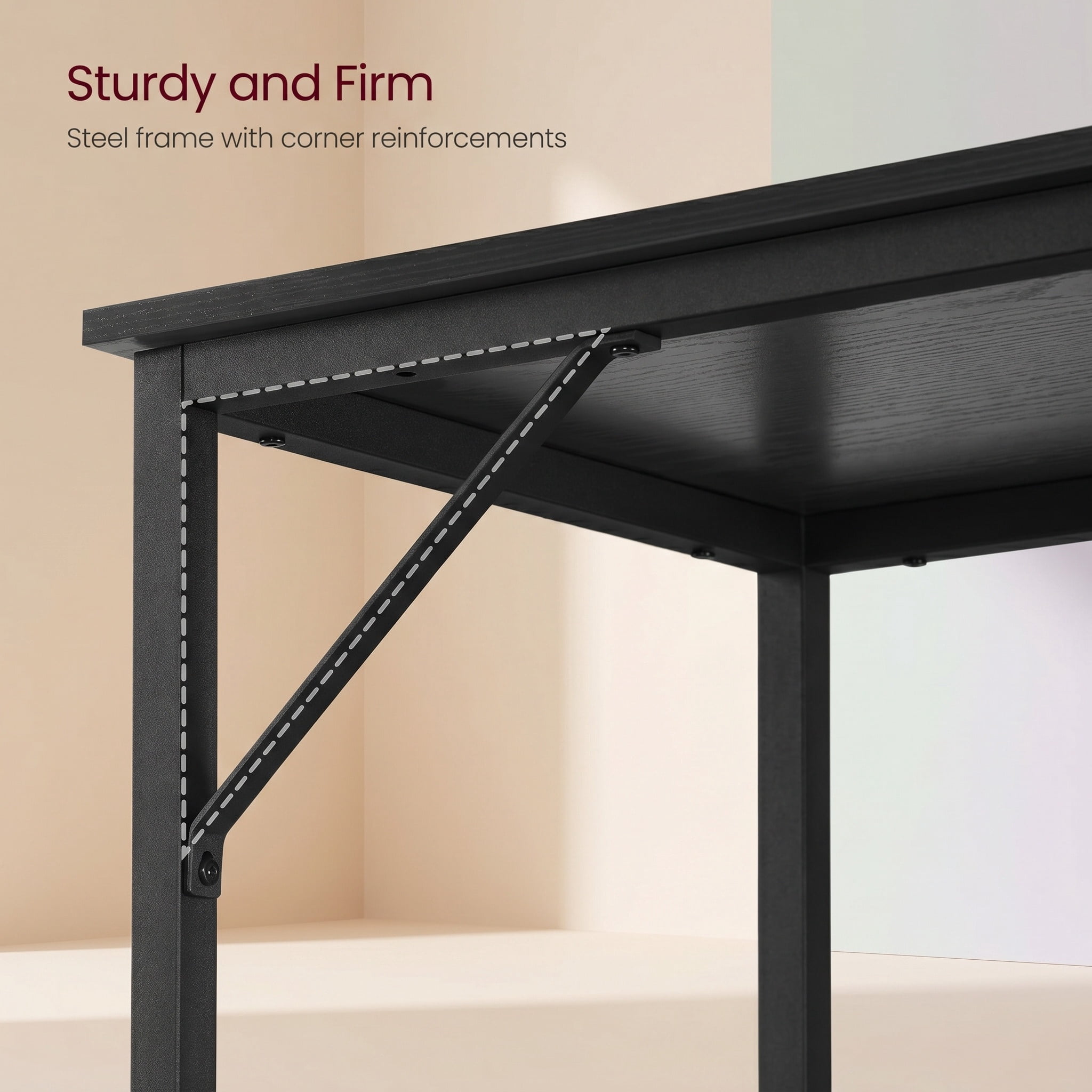 Nordic Hygge 39.4 in. Modern Computer Desk – Slim Home Office Workstation – Ebony Black & Ink Black
