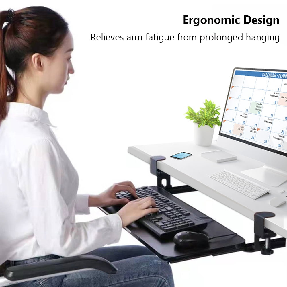 golytefs Keyboard Tray Under Desk with C Clamp Mount Slide Out Computer Keyboard Drawer