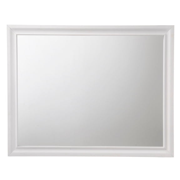 Wooden Rectangular Wall Mirror with Beveled Edges, White
