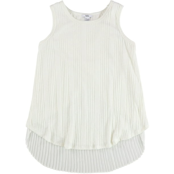 bar III Blusa de Punto Plisada para Mujer, Blanco, XX-Large