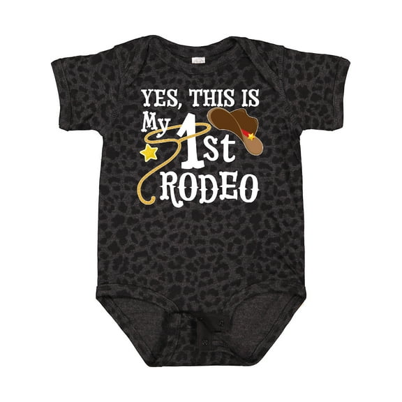 Inktastic Yes, This is My 1st Rodeo Cowboy Hat with Red Band, Lasso Boys or Girls Baby Bodysuit