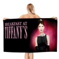 thumbnail image 1 of Desayuno en Tiffany's Toalla de playa de secado rápido con diseño temático, regalo para mujeres y niñas, ideal para cumpleaños, fans, amantes de la música, uso en la playa o al aire libre, 78 × 150 cm, 1 of 6