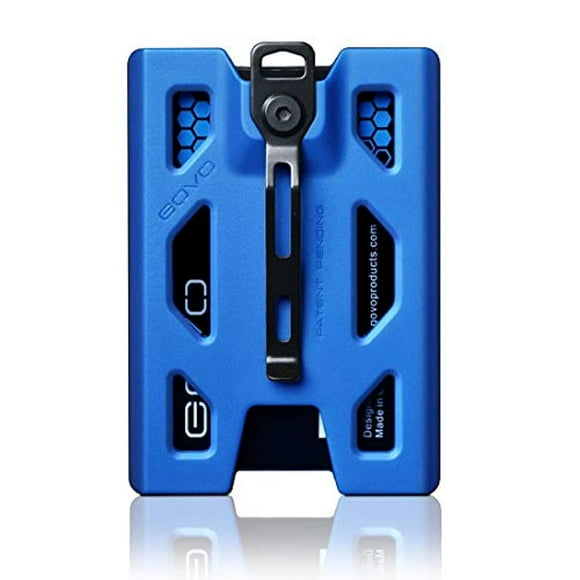 GOVO Porte-Badge/porte-Manteau T4 - Porte-Identification/crédit en Polycarbonate Durable avec Pince en Métal et 4 Emplacements pour Cartes (Contient 1 à 4 Cartes) (Bleu)