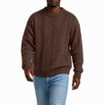 thumbnail image 4 of Men's Cable Knit Crew Neck Sweater, Long Sleeve Drop Shoulder Solid Color Pullover, Fall Winter Loose Fit Casual Streetwear Top Brown XL, 4 of 6