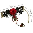 thumbnail image 5 of UDIYO Rose Decor Black Lace Ring Bracelet Women Faux Gem Faux Pearl Ring Hand Chain Jewelry Accessory, 5 of 7