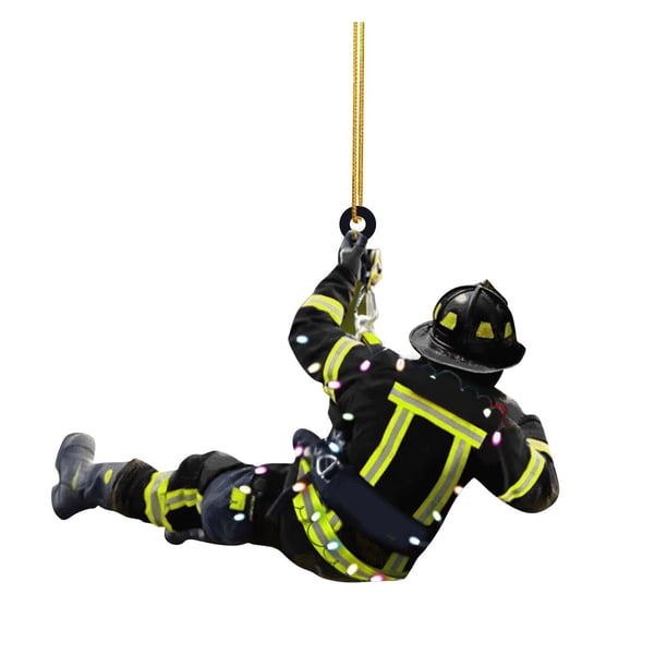 pstuiky Adornos navideños con colgante acrílico de doble cara para bomberos.