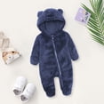 thumbnail image 2 of Ruyang Baby Cute Bear Fleece Snowsuit Newborn Boys Girls Winter Warm Hooded Jumpsuit Plain Zip Up Onesie Furry Outfits, 2 of 9