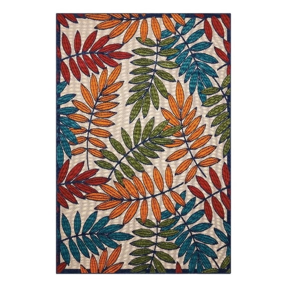 Pemberly Row 5' x 8' Multicolor Fabric Tropical Area Rug (5' x 8')