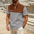 thumbnail image 2 of IROINNID Men's Color Block Waffle Knit Short Sleeve Half Zip Stand Collar Shirt with Zipper Pockets Casual Active Top Lightweight Breathable Summer Golf Outdoor Everyday Wear, 2 of 9