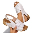 thumbnail image 4 of Xucatan Women's Wedge Sandals, Hand Stitched Faux Leather Upper with Adjustable Ankle Strap, Thick Sole Casual Beach Footwear Gift, 4 of 9