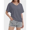 thumbnail image 3 of Womens Casual V Neck T Shirts Short Sleeve Loose Fit Summer Flowy Tops Tees, 3 of 6