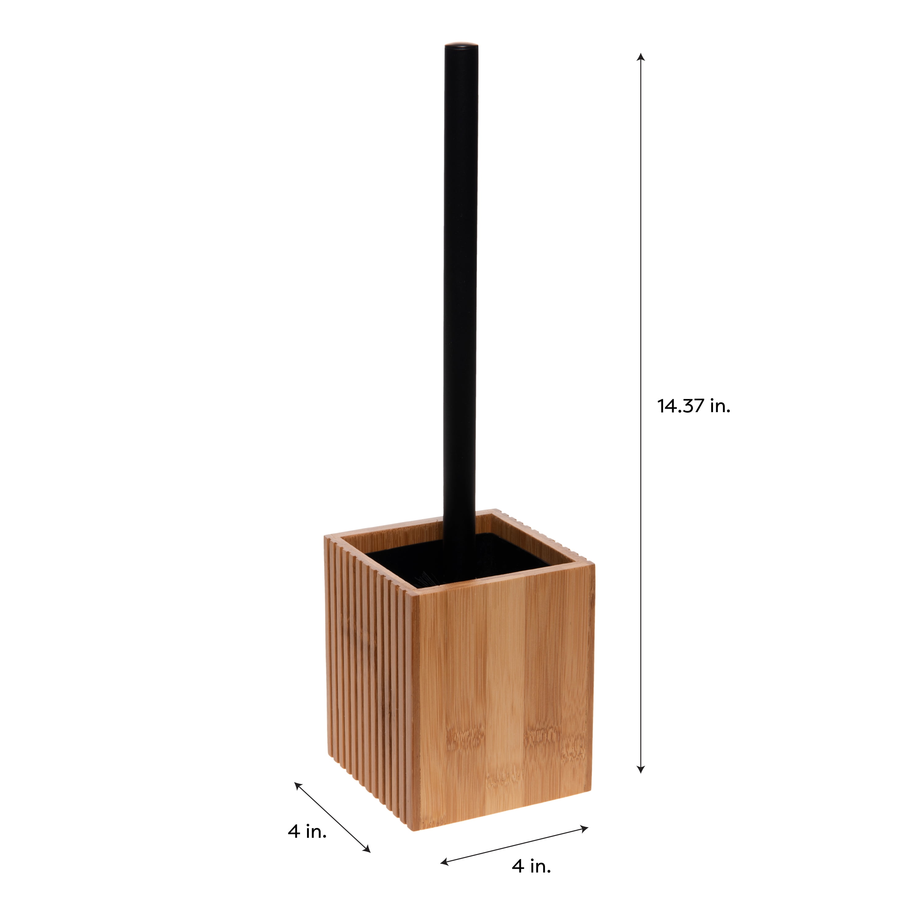 Bath Bliss Adult Bamboo Square Oslo Brush and Toilet Paper Holder 2 piece Set