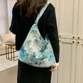 thumbnail image 4 of Holloyiver Large Capacity Canvas Hobo Bags for Women & Men, Shoulder Crossbody Bags, Tote Messenger Handbag for Work, Shopping, Travel (Chrysanthemum Print, Blue), 4 of 9