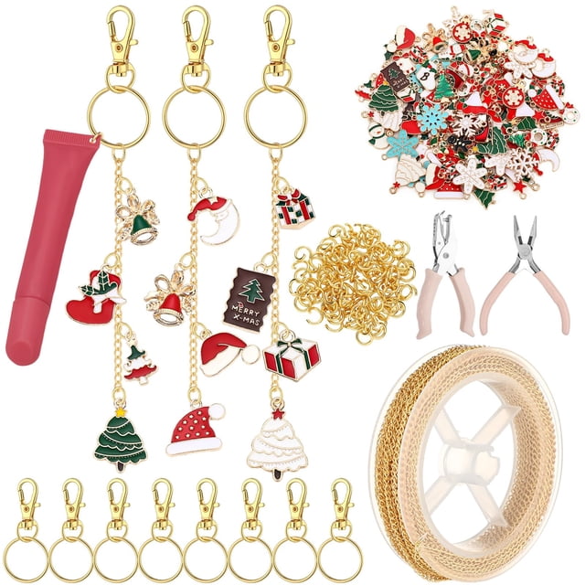 Juego de llaveros con brillo labial navideño VioraWhite de Craft Kit, 213 unidades