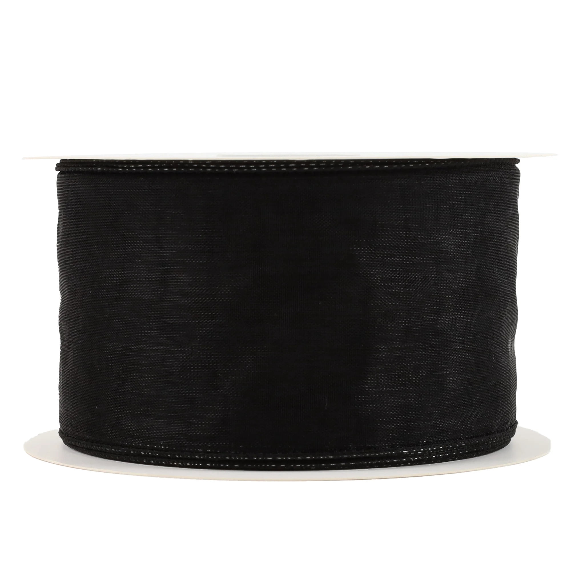 LaRibbons 2 1/2" Wired Sheer Ribbon | Black | 50 Yard Roll