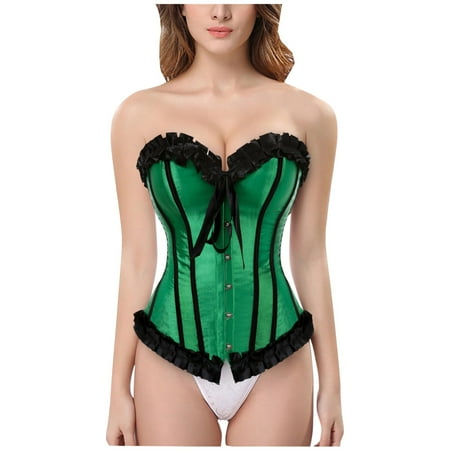 WTXUE Corset Top Womens Lingerie Tie Top Satin Court Lace Buckle Bow Contrast Shaping Organ Color Corset Womens Shapeware | 1 Piece 4XL