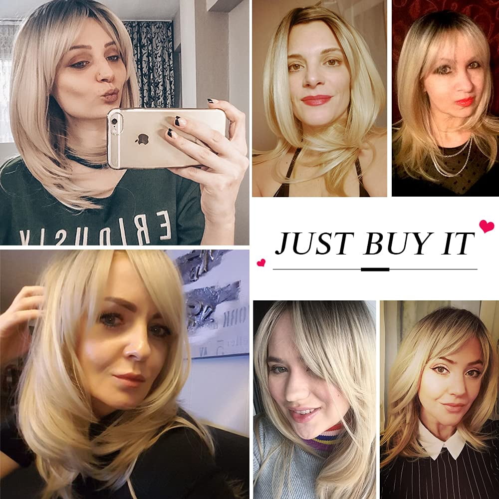 Sucs Long Layered Synthetic Hair Wigs for Women with Bang