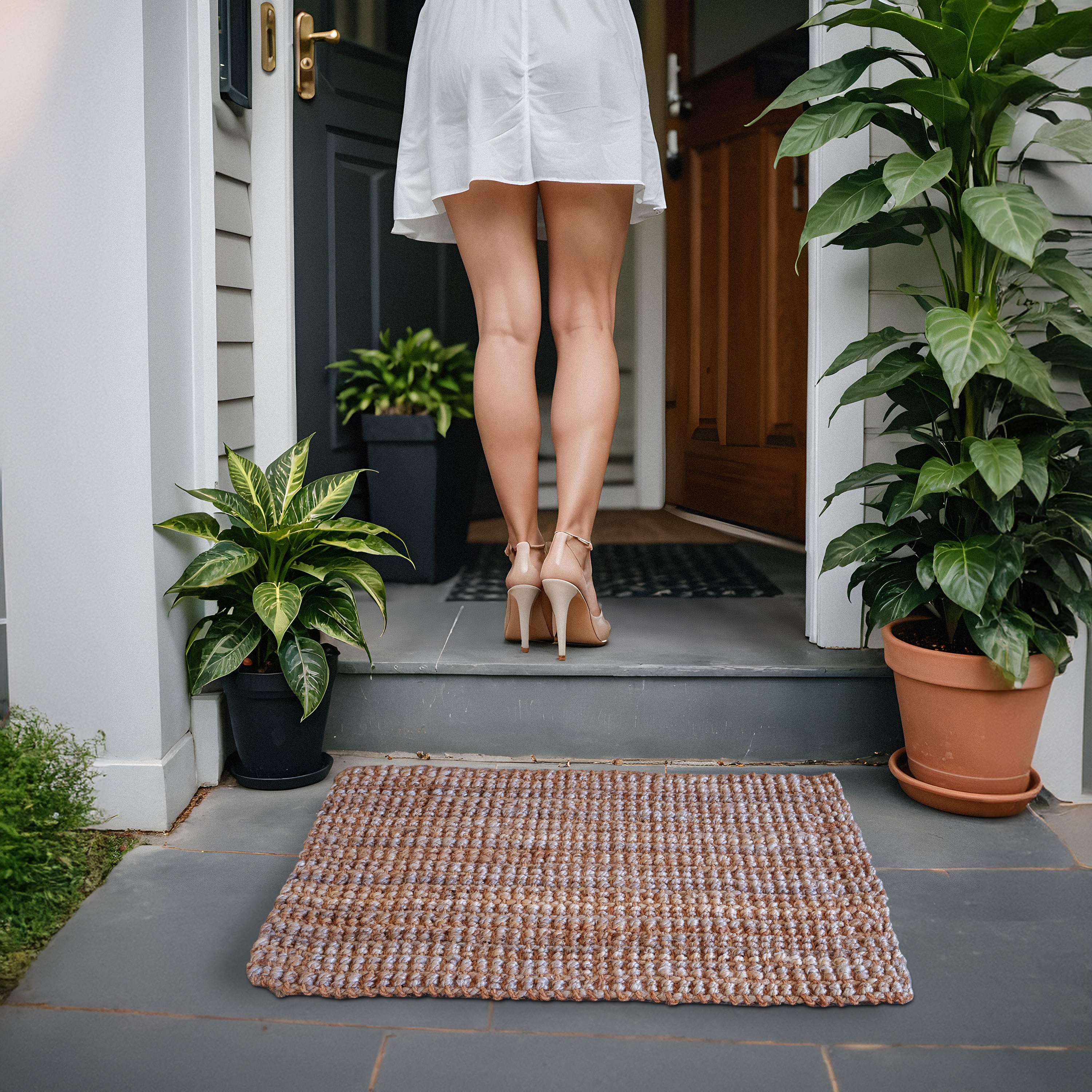 Jute Welcome Mat Woven Coir Doormat 30x17 Inch Welcome Mat Indoor Outdoor Door Mat