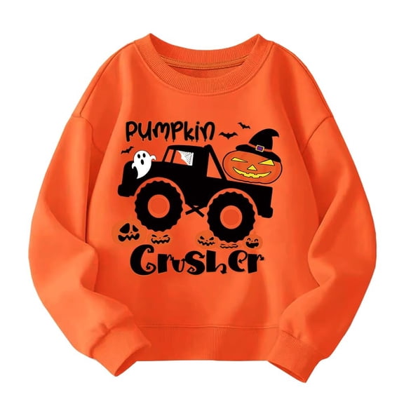 MUXiin Kids Halloween Sweatshirt Girls Boys Skeleton Pumpkin Ghost Toddler Shirt Crewneck Long Sleeve Graphic Top for 2-3 Years