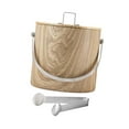thumbnail image 4 of Cubo de hielo, cubo de cerveza con tapa y pinza, cubo de metal multiusos para bebidas, cubo enfriador de bebidas para fiestas en restaurantes y bufés 3 L de grano de madera, 4 of 9