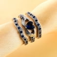 thumbnail image 4 of Opvise 3Pcs/Set Women Heart Faux Sapphire Inlaid Stacking Ring Wedding Jewelry Gift, 4 of 7