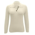 thumbnail image 7 of Fiaer Women Button up Sweaters V Neck Lapel Collared Slim Fit Long Sleeve Trendy Solid Breathable Elegant Knitted Tops Beige XL, 7 of 7