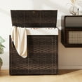 thumbnail image 5 of Gymax Laundry Hamper w/Wheels & Lid 125L 3-Section Clothes Hamper w/2 Liner Bags Brown, 5 of 10