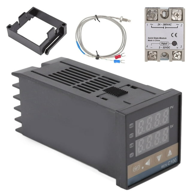 Digital PID Thermostat Temperature Controller, 100V-240V Waterproof Chicken House Heater Control, LED Temperature Controller with 3.3ft M6 Imperial K Type Thermocouple Relay Module