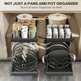 thumbnail image 2 of TKDMR 2pcs Pans Organizer, Expandable Metal Pot Lid Holders under Cabinet, Kitchen Pot Pan Rack with 16 Adjustable Shelves for Cabinet, Black, 2 of 9