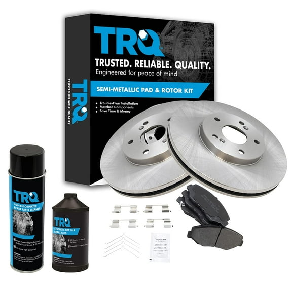TRQ Front Semi Metallic Brake Pad & Rotor Kit w/Chemicals for 03-08 Honda Pilot BKA16103