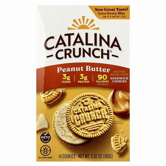 Catalina Crunch , Biscuits Sandwich, Beurre d'Arachide, 14 Biscuits, 5,92 oz (168 g)