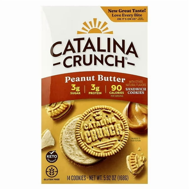 Catalina Crunch , Biscuits Sandwich, Beurre d'Arachide, 14 Biscuits, 5,92 oz (168 g)