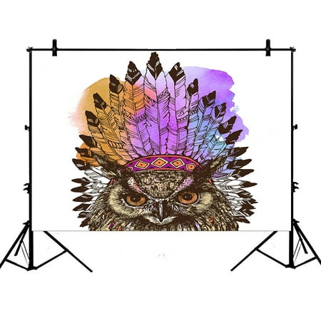 Image of PHFZK 7x5ft Animal Backdrops Eagle Owl in an Indian Style Photography Backdrops Polyester Photo Background Studio Props