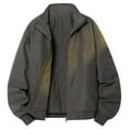 thumbnail image 2 of Men Solid Color Work Jacket Long Sleeve Warm Coat with Pockets (Grey XXXXL), 2 of 8