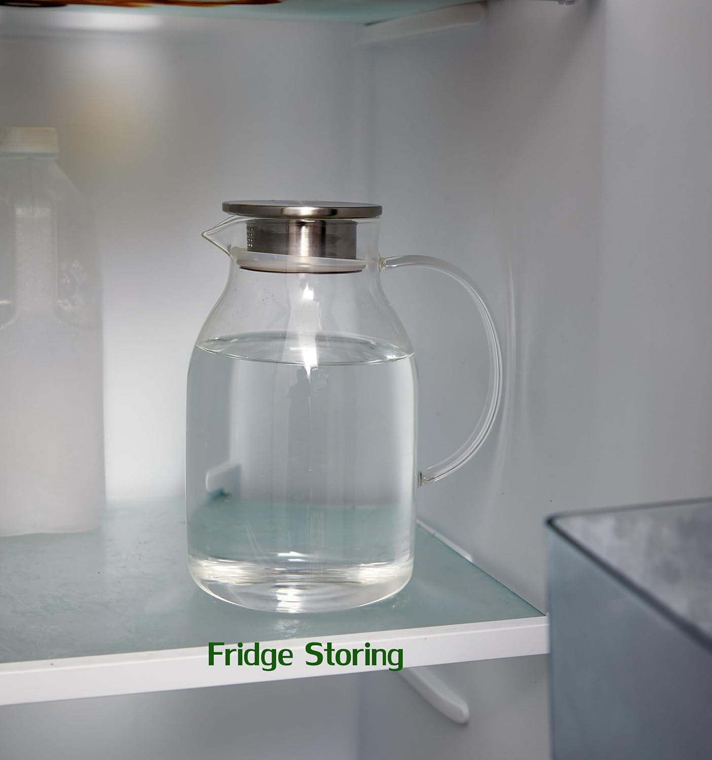 68 Oz/2 Liter Glass Pitcher with Lid, Heat Resistant Water Jug for Hot/Cold Water, Ice tea and Juice Beverage